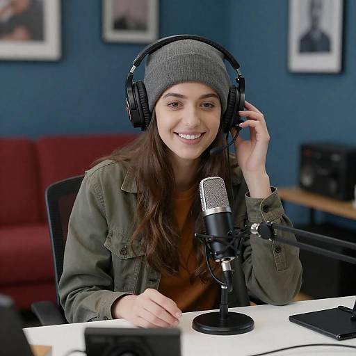 Young Woman in Recording Studio Setting