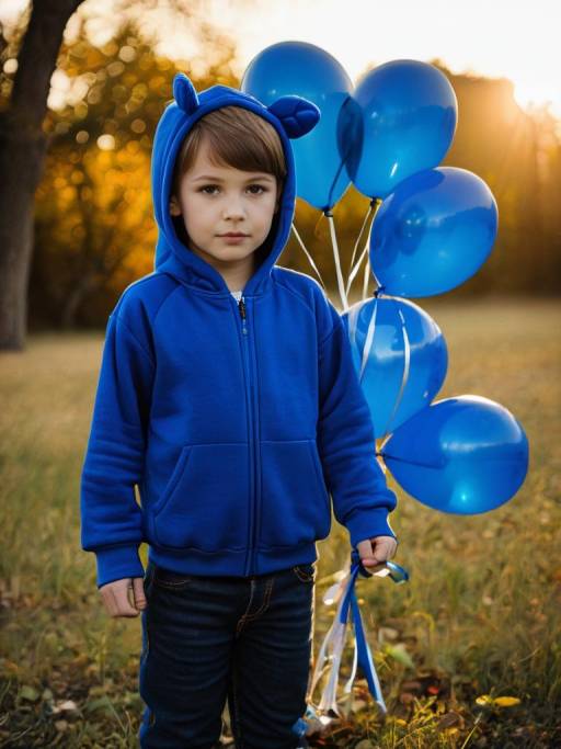 Boy in Blue Hoodie with Balloons