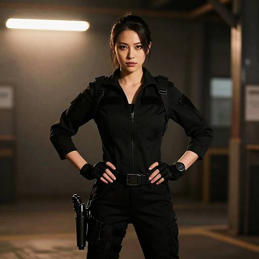 Confident Woman in Tactical Gear Portrait