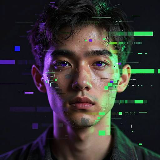 Surreal Cybernetic Glitch Portrait