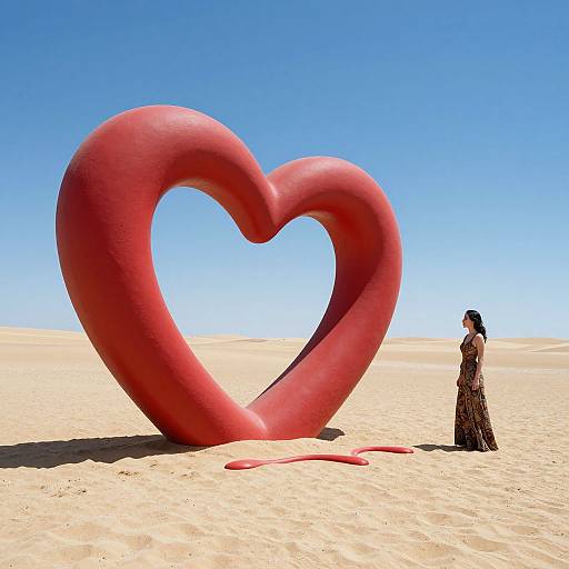 Surreal Minimalist Desert with Melting Heart