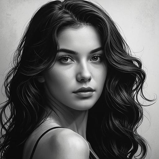 Dramatic Black and White Portrait of Woman