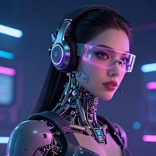 Futuristic Cyberpunk Woman with Neon