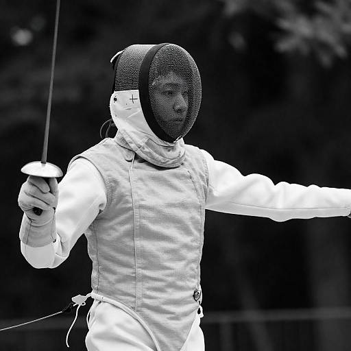 Forest Fencer in High-Contrast Black-and-White