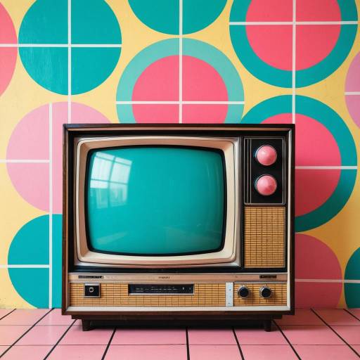 Vintage Television with Geometric Background