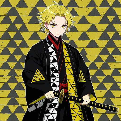 Illustration of Agatsuma zenitsu, kimetsu no yaiba in the style of Rindou (radical dream)