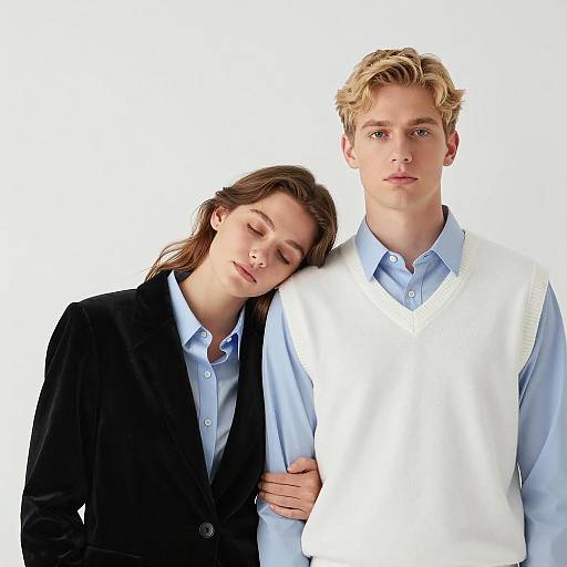 Close Couple Portrait on White Background