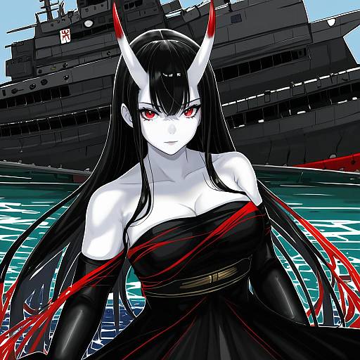 Illustration of Battleship water oni, kantai collection in the style of Sawao