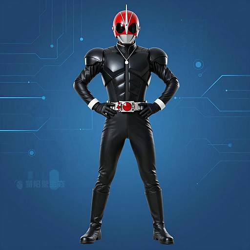 Confident Superhero in Futuristic Setting