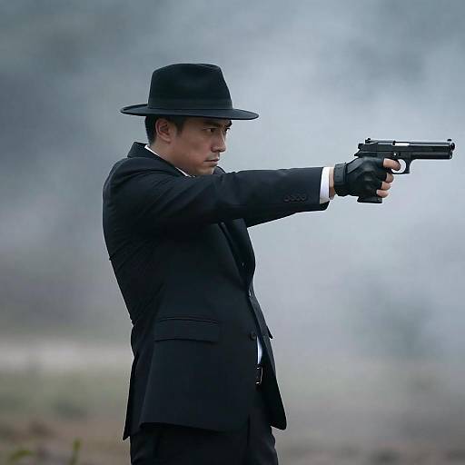 Mysterious Man in Smoke and Shadows