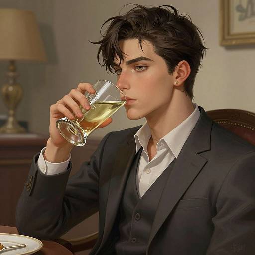 Handsome Young Man Drinking Shoppe