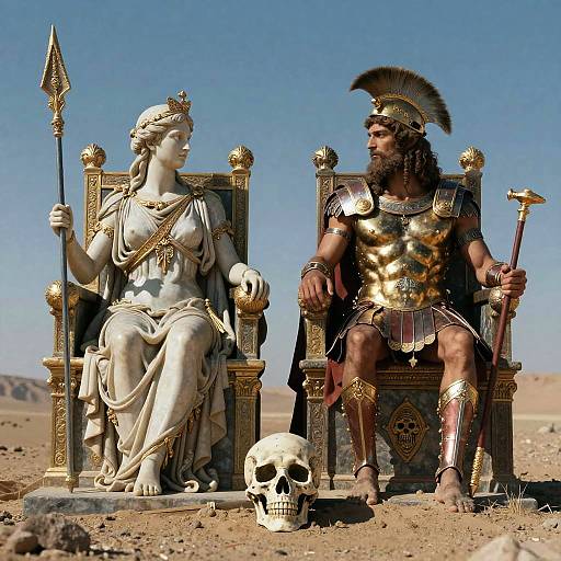 Athena and Ares on Thrones in the Land of the Dead