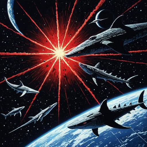 Ichthyosaur-Shaped Space Fighters in Battle Ichthyosaur-Shaped Space Fighters in Battle