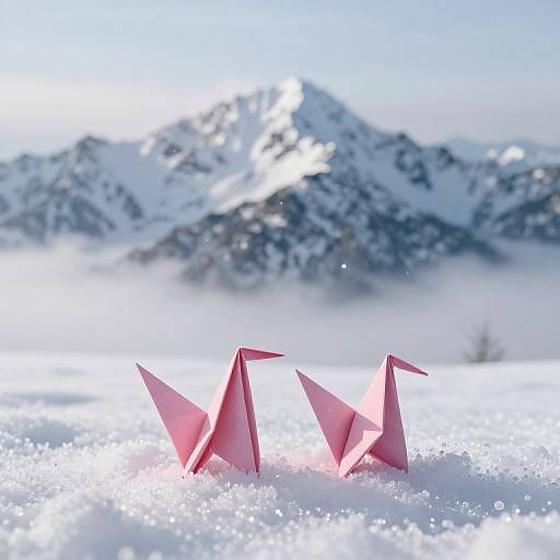 Origami Mountains in Winter's Hush