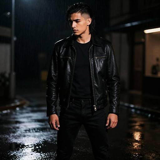 Noir Rain Black-Clad Athletic Man