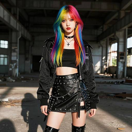Punk Fashion in Industrial Warehouse