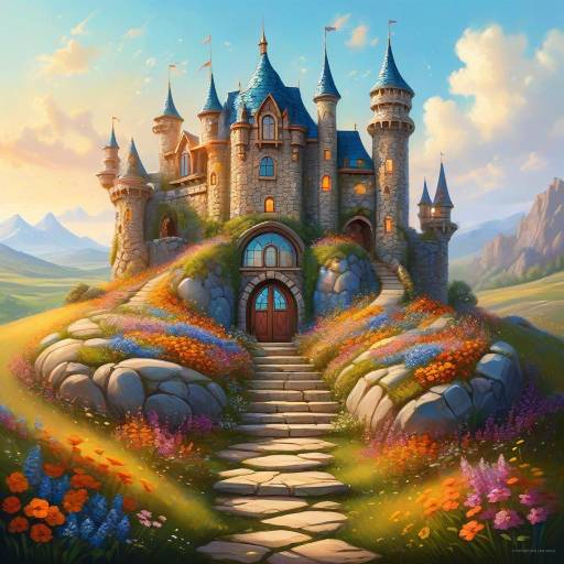 Whimsical Floating Castle Illustration