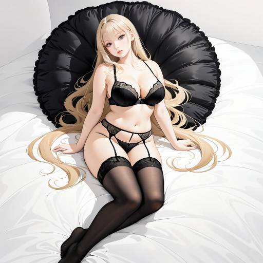 Curvy Woman in Lingerie Relaxing Pose Curvy Woman in Lingerie Relaxing Pose