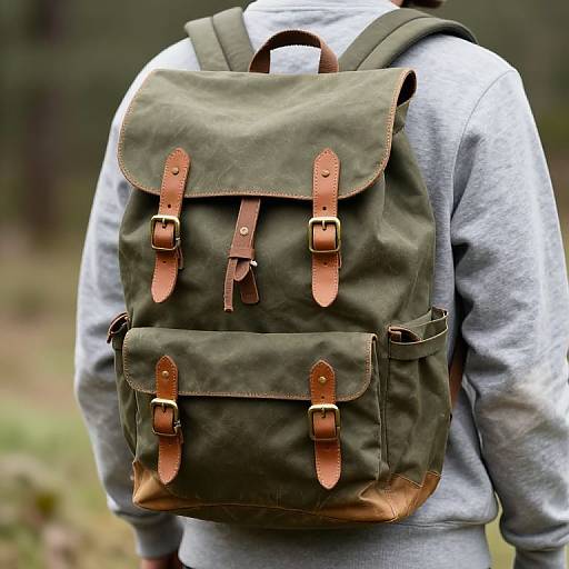 Rugged Olive-Green Waxed Twill Backpack
