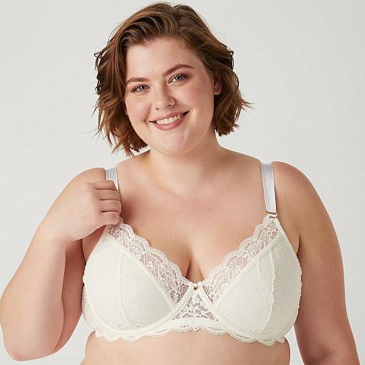 Confident Plus-Size Model in Lace Bra