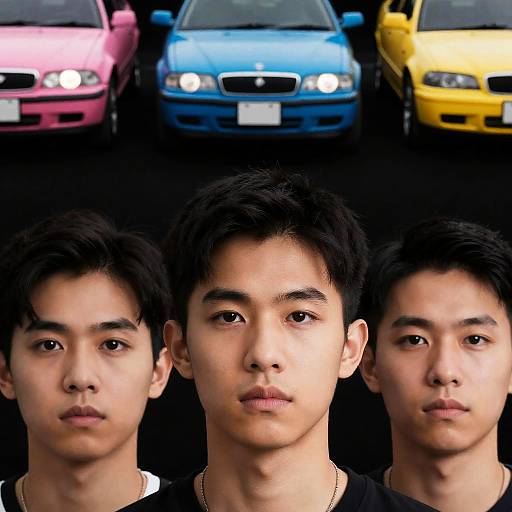 Vivid Portrait with Colorful Cars Above