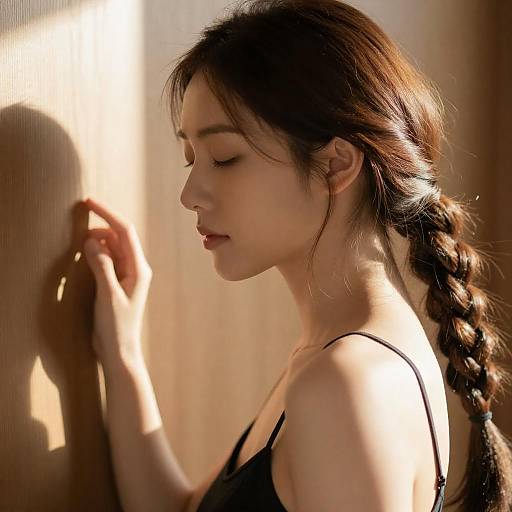 Sunlit Profile of a Braided Woman