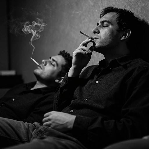 Moody Portrait of Two Men in Darkness