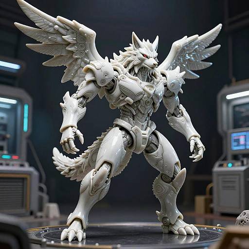 Ceramic Wolf Robot in Neon Lab