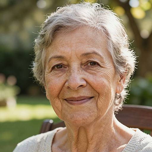 Elder Woman in Sunlit Garden
