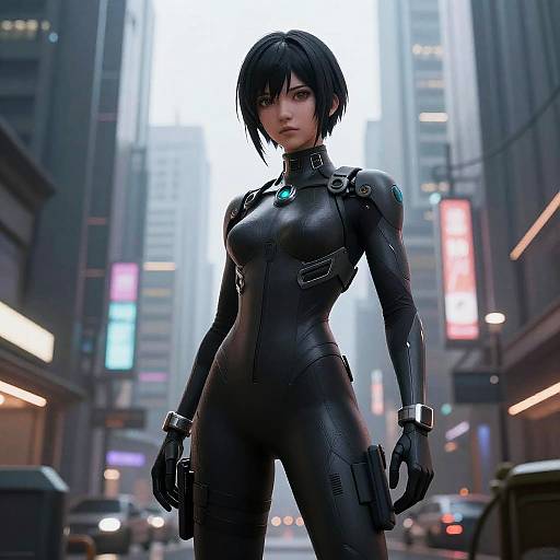 3D Cybernetic Anime Assassin Scene