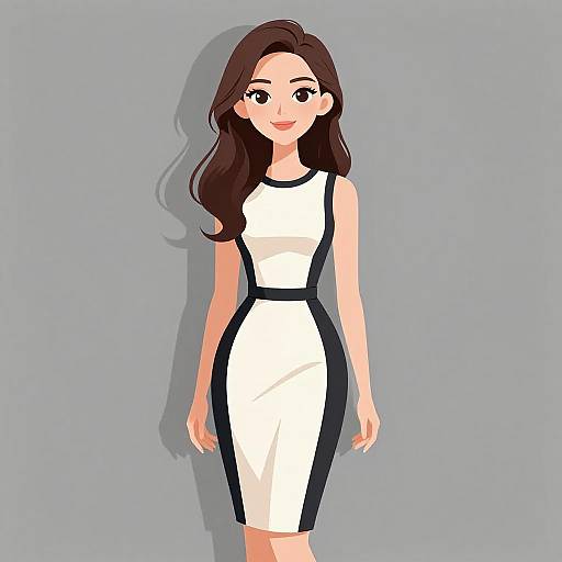 Chic Woman in Color-Blocked Dress