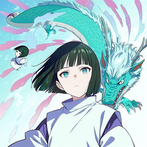 Illustration of Haku (sen to chihiro no kamikakushi), sen to chihiro no kamikakushi in the style of Ayasugi tsubaki