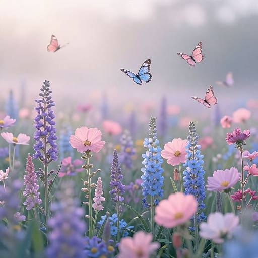 Pastel Garden Scene at Dawn