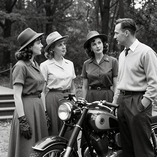 Vintage Forest Gathering with Motorcycle