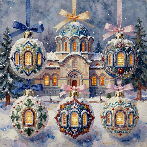 Volumetric Byzantine Winter Ornament Diorama Impasto