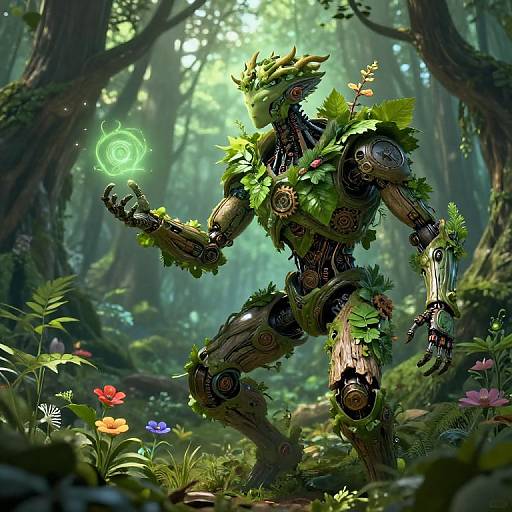 Autognome Druid in Lush Woodland