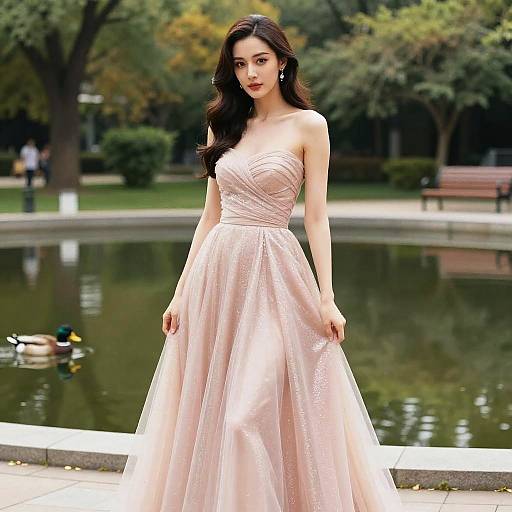 Glamorous Woman in Pink Ball Gown