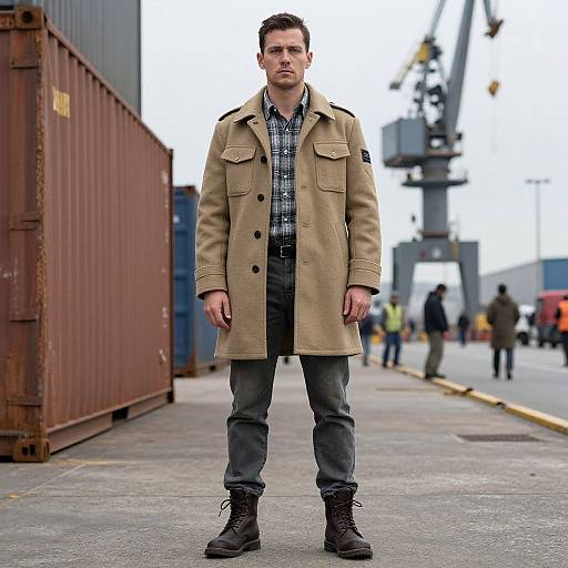 Contemplative Man at Industrial Dock