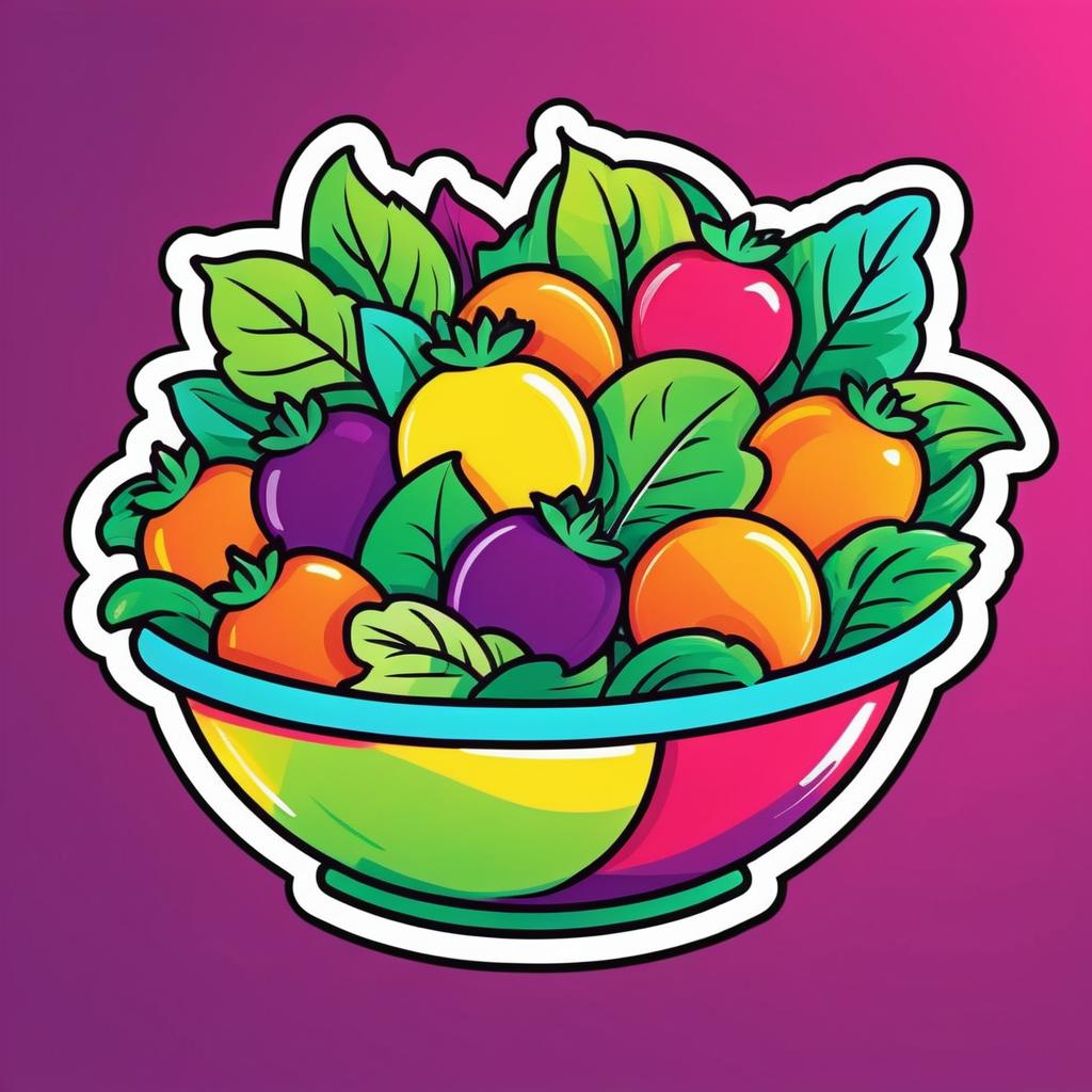 Vibrant Salad Sticker in Pop Art Style