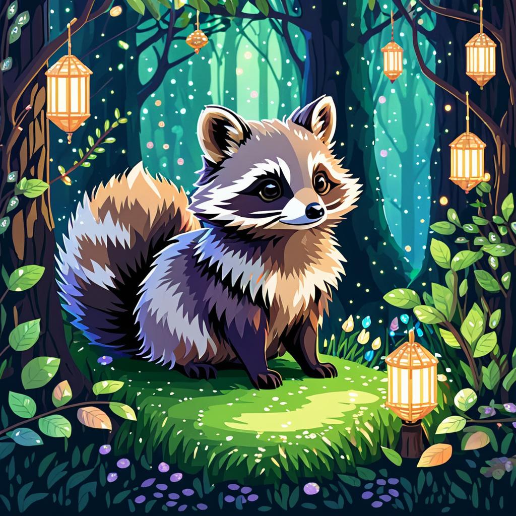 Charming Raccoon in Enchanted Glade