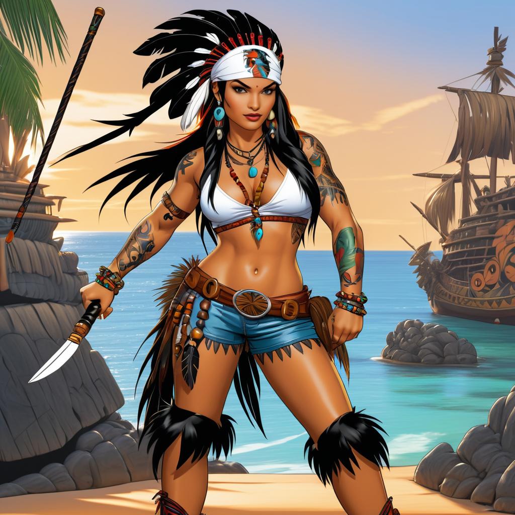 Native American Pirate in Joe Madureira Style