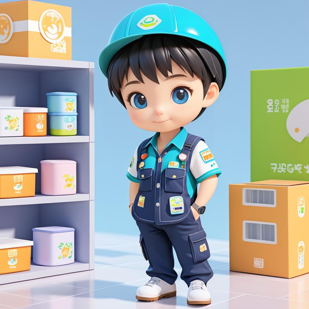 Cheerful Chibi Delivery Driver Character