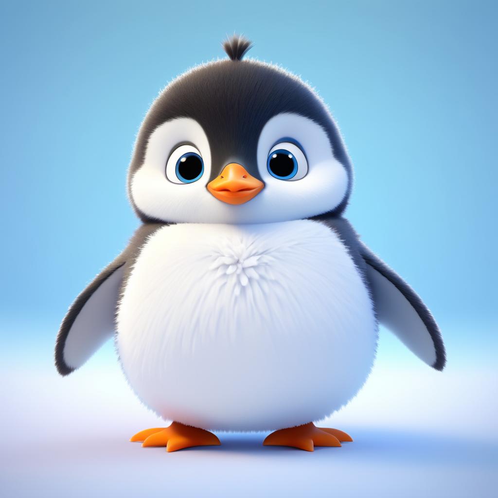 Adorable Pixar-Style Baby Penguin Render