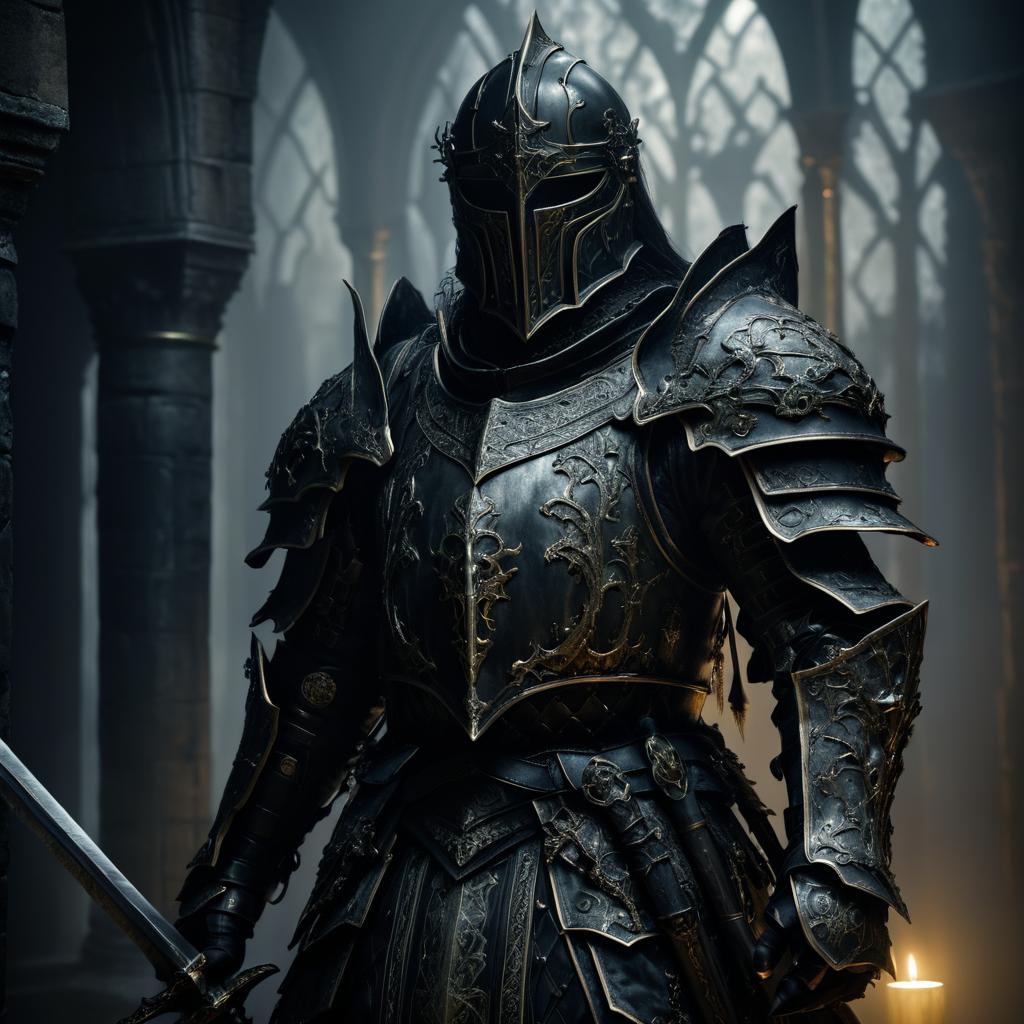 Eerie Portrait of a Cursed Knight