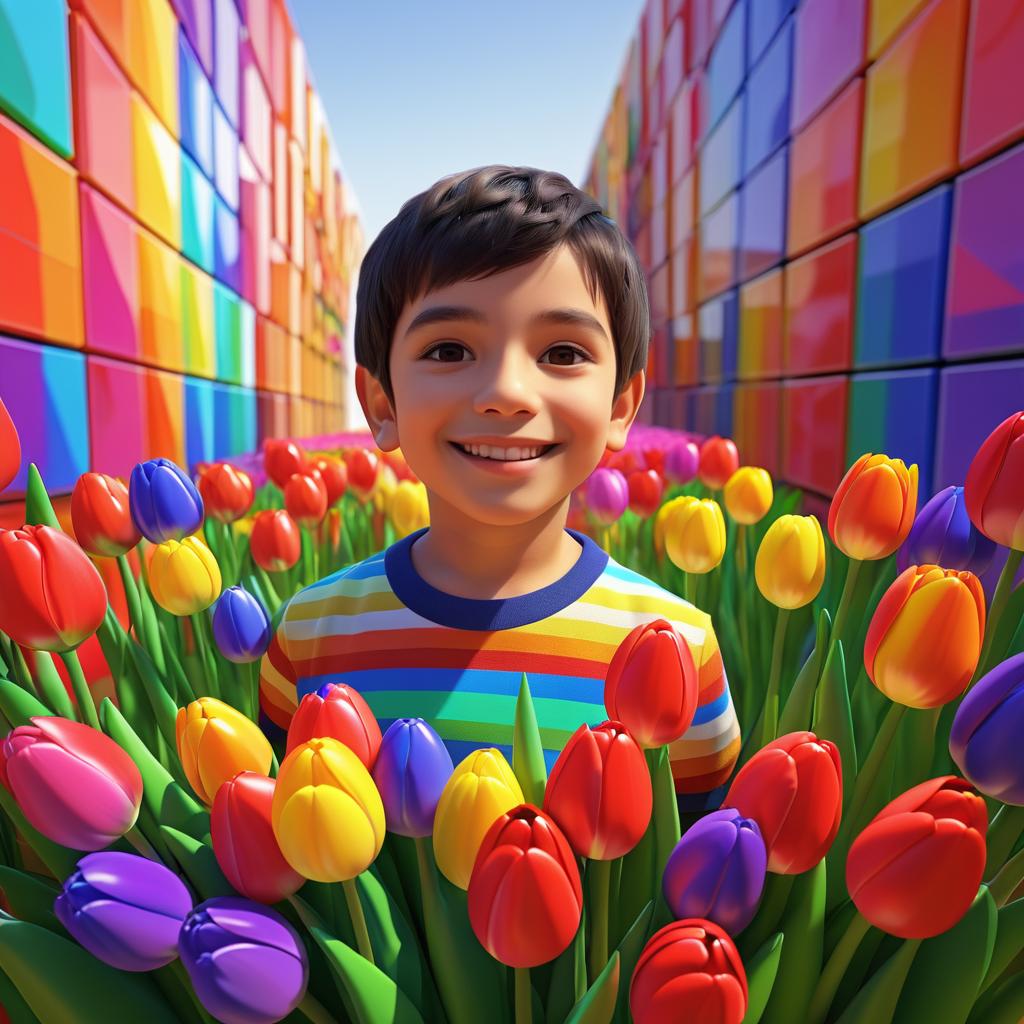 Vibrant 3D Portrait of Joyful Boy