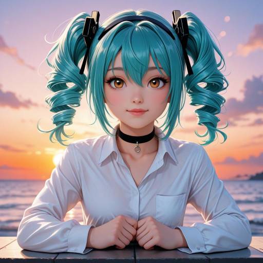 Whimsical Schoolgirl at Sunset
