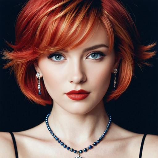 Portrait of Woman with Red Hair and Blue Jewelry
