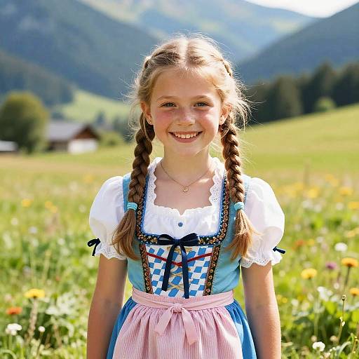 Smiling German Girl in Bavarian Dress