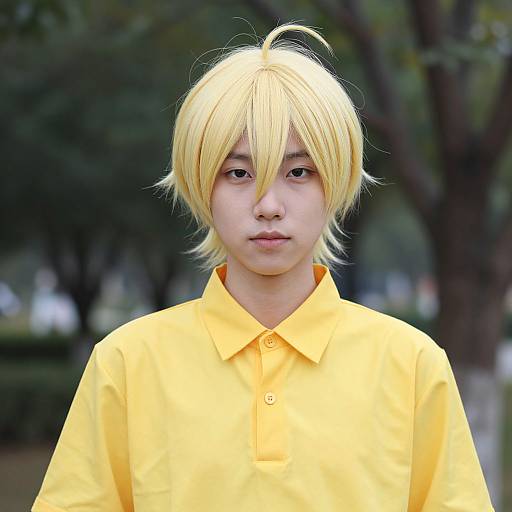 Yellow Wig Halloween Costume Portrait