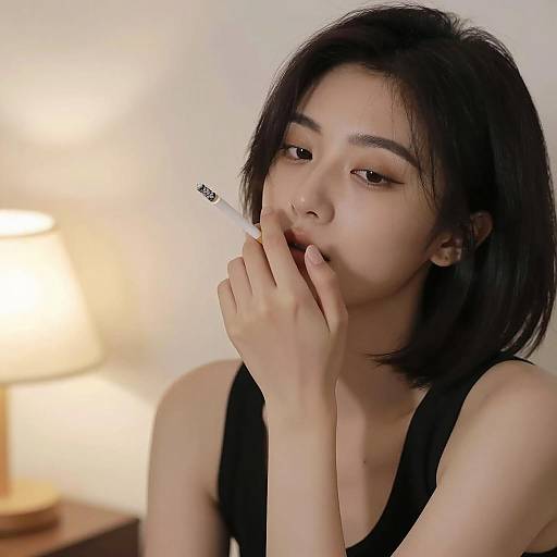 Young Woman Smoking Indoors